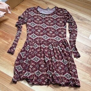 EARTHBOUND Burgundy Patterned Dress